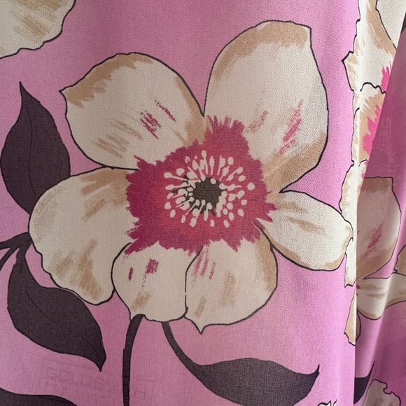 WORTHINGTON pink & fuschia maximalist floral blouse with neck tie women’s medium - Picture 7 of 12